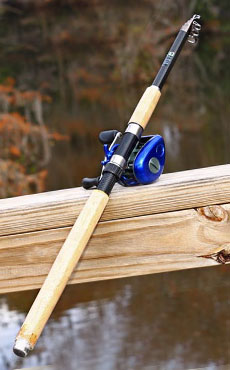 BASS     CARBON Telescoping Fishing Rod & Reel Combo by FTUSA® 